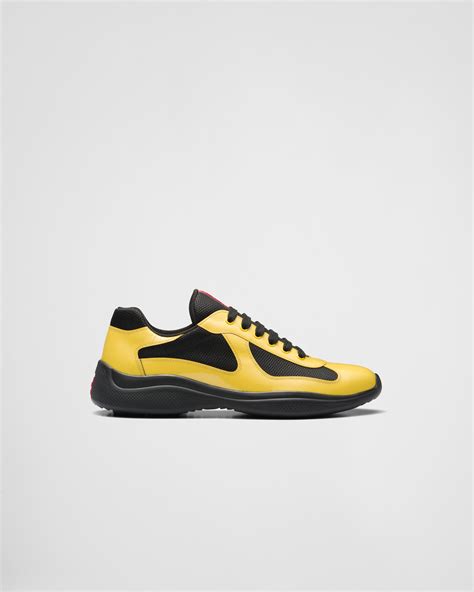 prada sneakers black and yellow|prada black platform sneakers.